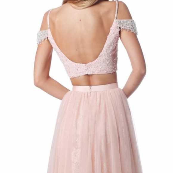 Size 10 "light blue" lace & tulletwo piece prom/evening gown by Sherri Hill NWT - Picture 10 of 12